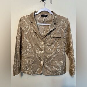 Piazza Sempione Jacket IT 42 Beige Sand Dollar Print Lightweight Summer Blazer 6